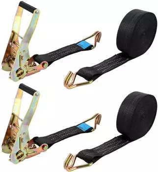 LuxusKollektion Spanngurt mit Ratsche und Doppelhaken, schwarz, 10m x 5cm (2er-Set)