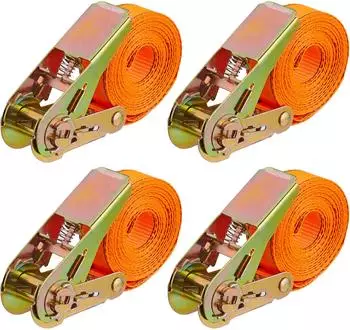 Relaxdays Spanngurte mit Ratsche 4er-Set, 4m, 500kg, orange