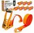 LuxusKollektion Spanngurte 8m 50mm 5000kg mit Ratsche und Haken, orange, 8 Stück (DIN EN 12195-2)