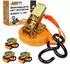 LuxusKollektion Spanngurte mit Ratsche & S-Haken 4m, 25mm, 800kg, TÜV/GS, 4er-Pack