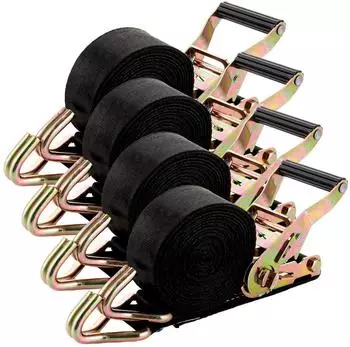 LuxusKollektion Spanngurte mit Ratsche 4er Set 6m 2000kg schwarz