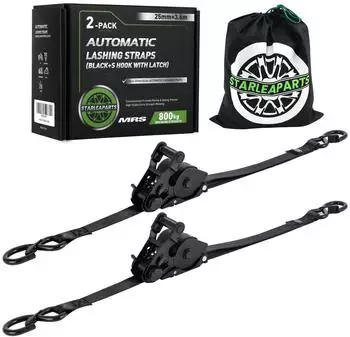 LuxusKollektion Automatik-Spanngurt mit S-Haken, 25mm x 3,6m, 800kg, 2 Stück