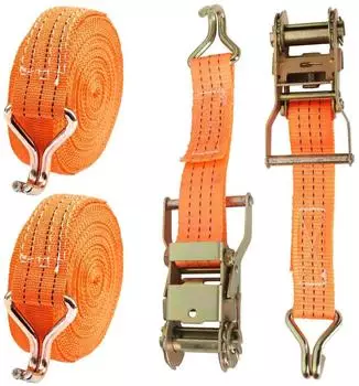 LuxusKollektion Spanngurte mit Ratsche & Doppel-J-Haken 6mx38mm 2000kg, 2 Stück, orange