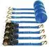 LuxusKollektion Spanngurte mit Ratsche 6m, 25mm, J-Haken, blau, 4 Stück