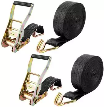 LuxusKollektion Spanngurte mit Ratsche und Haken 10m 800kg, 50mm, 2er-Set (schwarz)