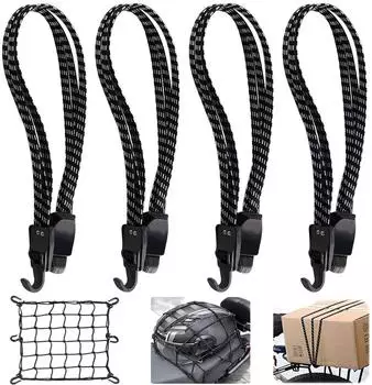 LuxusKollektion Spanngurt 3in1 mit Haken, elastisch verstellbar, 4er-Set