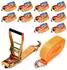 LuxusKollektion Ratschengurte mit Haken 10er-Set 5000kg 6m 50mm EN 12195-2