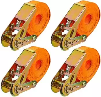 Relaxdays Spanngurte mit Ratsche 4er Set, 5M, 500kg, orange