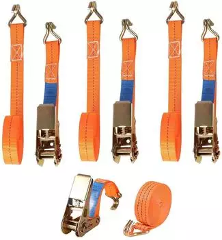 LuxusKollektion Spanngurte mit Ratsche und Doppelhaken 6m 25mm orange, 4er-Set