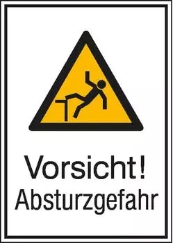 Wolk Warnschild Absturzgefahr, Aluminium gepr&auml;gt, 262x371mm (11.A8032)