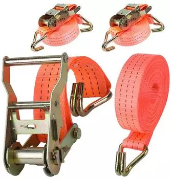 LuxusKollektion Zurrgurte mit Ratsche 6m x 38mm, orange, 2000kg, Polyester (2er-Set)