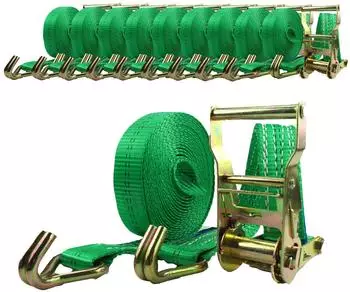 Baumarktplus Ratschenspanngurt 2-teilig 6m 2000kg T&Uuml;V/GS gr&uuml;n, 10er-Set (33312902)