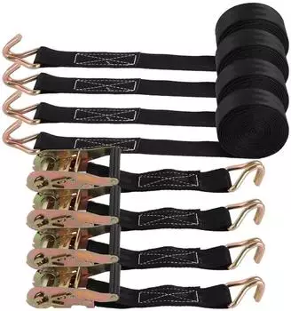 LuxusKollektion Spanngurte mit Ratsche 4er-Set 6m x 38mm 3000kg, schwarz