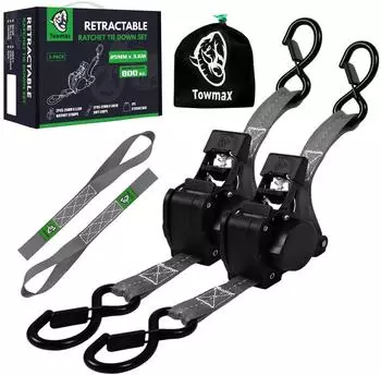 LuxusKollektion Automatik-Spanngurt-Set 3,6m x 25mm mit S-Haken und Soft-Loops, 2 St&uuml;ck