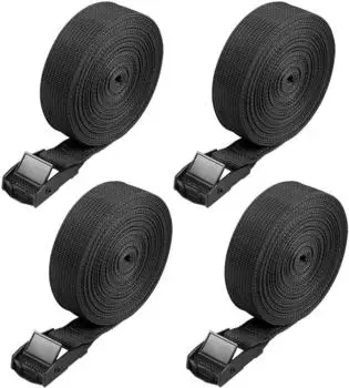 LuxusKollektion Spanngurt mit Klemmschloss, 5m, schwarz, 4er-Pack