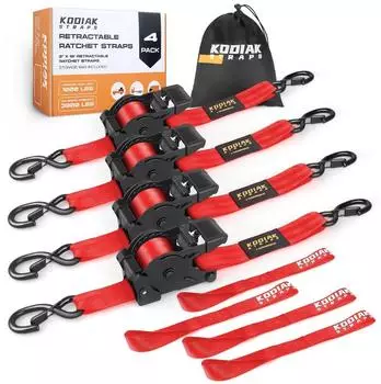 LuxusKollektion Automatik-Spanngurte mit S-Haken, 50mm, 3m, 1360kg, rot, 4 St&uuml;ck