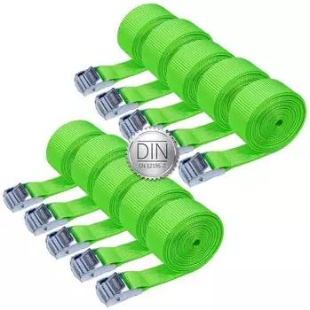 LuxusKollektion Spanngurte mit Klemmschloss 25mm x 2,5m gr&uuml;n, 10er-Pack (DIN EN 12195-2)