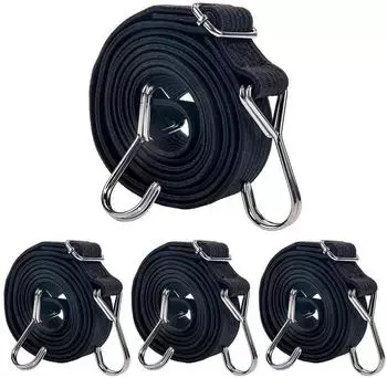 LuxusKollektion Spanngummis mit Haken, 4er-Set, 200cm, schwarz