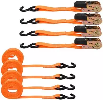 LuxusKollektion Spanngurte mit Ratsche 800kg 5m orange, gummierte Haken (4er-Set)