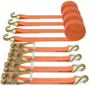 LuxusKollektion Zurrgurte mit Ratsche und Haken 6m 3000kg 38mm orange (4er-Set)