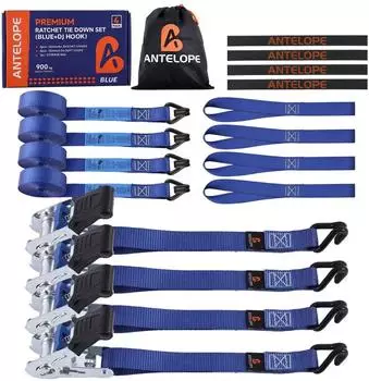 Antelope Audio Spanngurte mit Ratsche J-Haken blau 25mm x 4m 900kg (4er-Set)