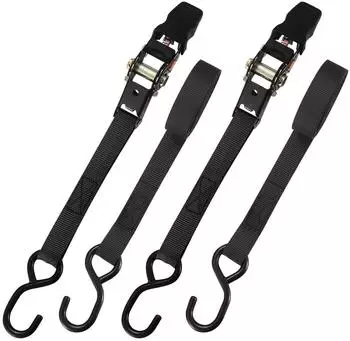 LuxusKollektion Spanngurte mit Ratsche 2er-Set, 5m x 2,6cm, S-Haken, schwarz