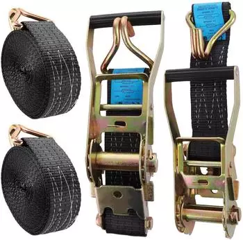 LuxusKollektion Spanngurt-Set mit Ratsche und Haken, 2er-Set, 6m x 50mm, 3000daN, schwarz