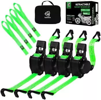 LuxusKollektion Automatik-Spanngurt-Set mit J-Haken, 3,6m x 25mm, gr&uuml;n, 4 St&uuml;ck