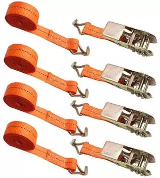 LuxusKollektion Spanngurt-Set 4-tlg. mit Doppelhaken, 5m x 2,5cm, 2t Bruchlast