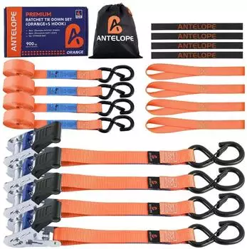 Antelope Audio Zurrgurt mit Ratsche S-Haken 25mm x 4m orange, 4er-Pack