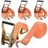 LuxusKollektion Spanngurte mit Ratsche & Haken 3000kg 50mm x 6m orange (4er-Set)