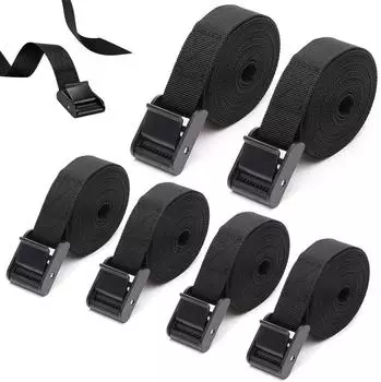 LuxusKollektion Spanngurte 6er-Set 25mm, 2x2m & 4x1m, schwarz, Kunststoffschloss