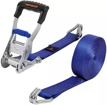 LuxusKollektion Spanngurt mit Ratsche 8m x 50mm, 5T, J-Haken, blau (DIN EN 12195-2)