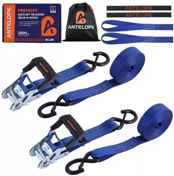 LuxusKollektion Spanngurte mit Ratsche 2er-Set, 6m x 35mm, S-Haken, blau, 2000kg