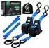LuxusKollektion Automatik-Spanngurt 3,6m x 25mm mit S-Haken, blau, 2er-Set