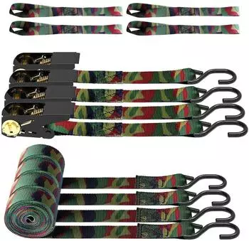 LuxusKollektion Ratsche Spanngurte 4,5m 680kg S-Haken & Schlaufen, 4er-Set
