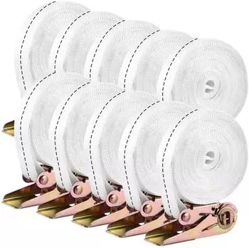 LuxusKollektion Spanngurte mit Ratsche 10 St&uuml;ck, 6m, 25mm, 800kg, wei&szlig;