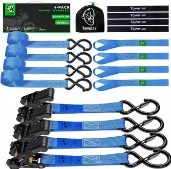 LuxusKollektion Spanngurte mit Ratsche 4er-Set 1000kg Bruchlast, blau
