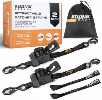 LuxusKollektion Automatik Spanngurte 25mm 3m S-Haken 800kg, 2 St&uuml;ck (KODIAK STRAPS)