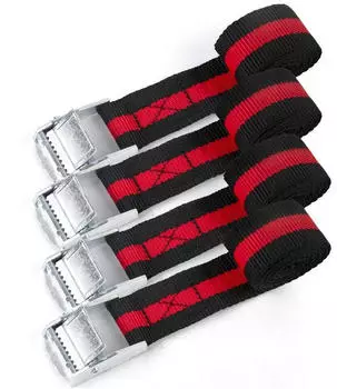 LuxusKollektion Spanngurte mit Klemmschloss 2m 150kg, schwarz/rot, 4er-Set