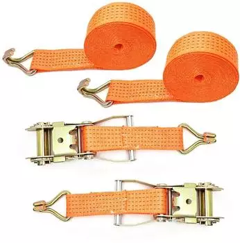 LuxusKollektion Spanngurt mit Ratsche & Doppel-J-Haken, 2er-Set, 6m, 50mm, 5000kg, orange