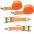 LuxusKollektion Spanngurt mit Ratsche & Doppel-J-Haken, 2er-Set, 6m, 50mm, 5000kg, orange