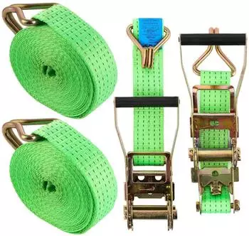 LuxusKollektion Spanngurte mit Ratsche und Haken, 3000kg, 6m, 50mm, chartreuse (2-St)