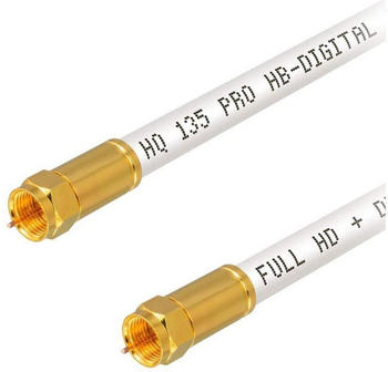 HB-Digital SAT Kabel 135dB 4-Fach geschirmt F-Stecker vergoldet wei&szlig; 25m
