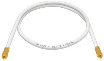 HB-Digital SAT Kabel 135dB 4-Fach geschirmt F-Stecker vergoldet wei&szlig; 15m