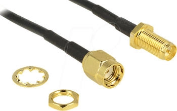 DeLock WLAN Antennenkabel RP-SMA Stecker zu RP-SMA Einbaubuchse 20 cm (88876)