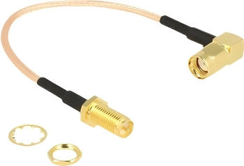 DeLock Antennenkabel RP-SMA Stecker 90° zu RP-SMA Buchse 16 cm Koax (89431)