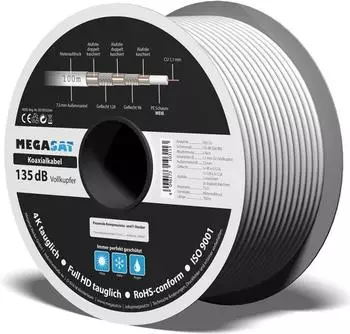 Megasat Koaxialkabel 135dB 5-Fach geschirmt 100m