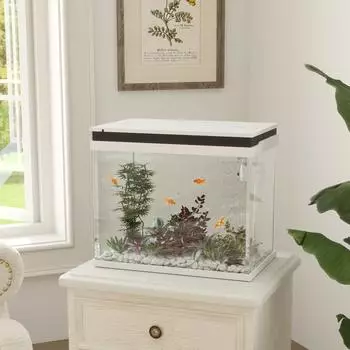 Pawhut Glas-Aquarium 41L mit LED-Beleuchtung, Filtersystem, wei&szlig; (D61-005V92WT)