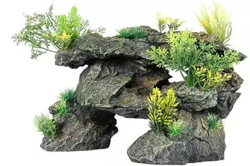 Aquadella Gestein mit Pflanzen 31,5 x 21,5 x 20 cm